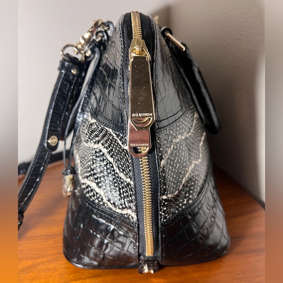 Brahmin Bags Brahmin Vivian Dome Satchel Black Mandana Croc Snake